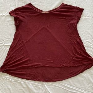 Mossimo Dark Red Flowy Short Sleeve T-shirt (Size XS)